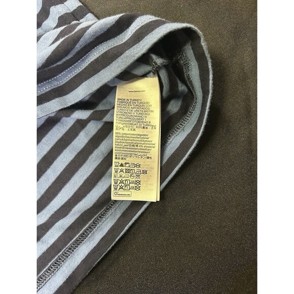 Tommy Hilfiger Men’s T-Shirt Striped Blue Black Extra Slim Fit Size L Crew Neck - Picture 5 of 6